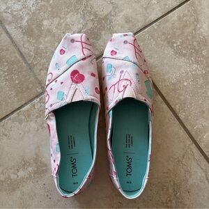 TOMS ALPARGATA WOMENS NURSE APPREY PINK CANVAS SLIP ON SHOES SZ 8